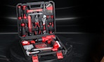 a red and black tool set