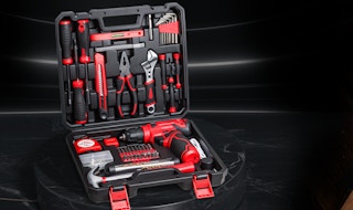 a red and black tool set