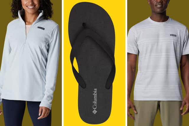 Save Up to 75% at Columbia: $12 Flip-Flops, $20 Pullovers, and More card image