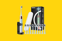 Electric Toothbrush With 10 Replaceable Heads, Just $9 on Amazon card image