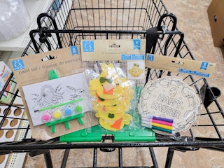 easter craft kits in a cart