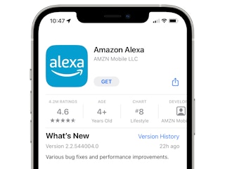 iphone with screenshot of alexa app in app store