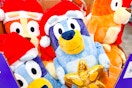 jumbo christmas bluey plush in bin
