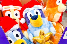 jumbo christmas bluey plush in bin