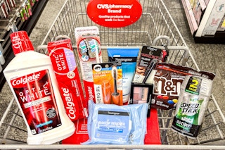 some beauty products in a cvs cart