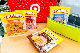 lunchables sitting on a table in front of a target basket