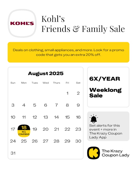 Kohl's Friends & Family Sale 2025 Dates