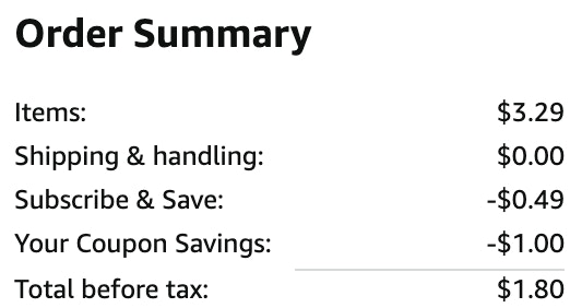 a cart ending in $1.80
