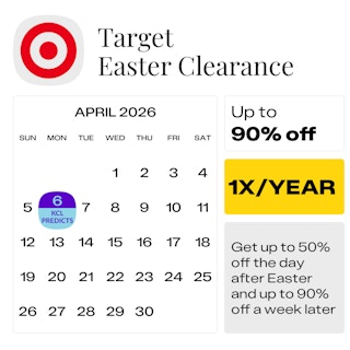Calendar showing Target Easter Clearance starting April 6 2026