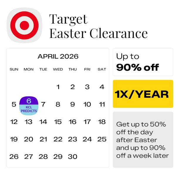 Calendar showing Target Easter Clearance starting April 6 2026