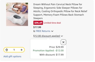 cervical neck pillow Amazon receipt