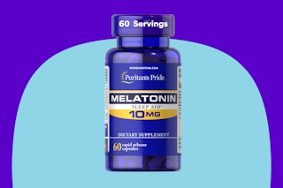 a blue bottle of Melatonin
