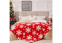 Snowflake Print Sherpa Throw Blanket
