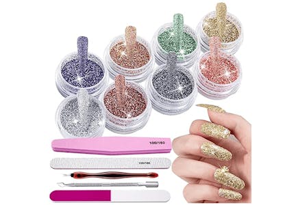 Sparkling Nail Powder and Nail Tools