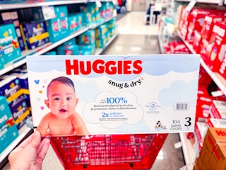 huggies diaper box sitting on a target cart