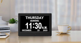 a large display clock on a table