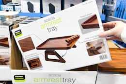 Acacia Wood Sofa Armrest Tray, Just $18.99 at Costco card image