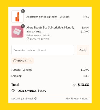 Allure August Beauty Box Fine Print