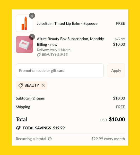 Allure August Beauty Box Fine Print