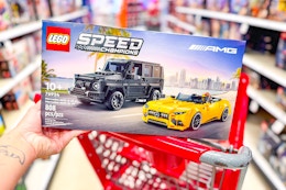 lego speed champions mercedes building set on a cart
