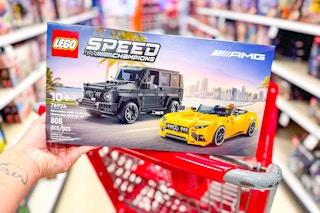 lego speed champions mercedes building set on a cart