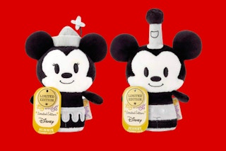 the Hallmark Itty Bittys Disney Steamboat Willie Set on a red background