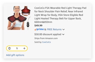 CooCoCo FSA Wearable Red Light Therapy Pad