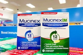 2 mucinex sitting on a target shelf