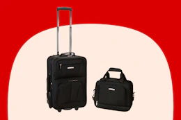 Stock image of the Rockland Luggage Set in the color black