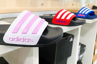 adidas slides on display