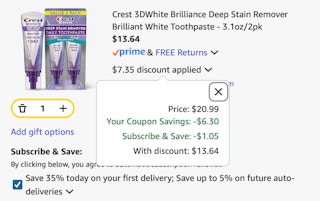 toothpaste Amazon receipt