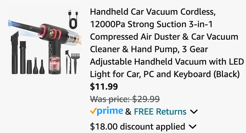 Handheld Car Vacuum Cordless