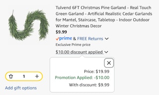 garland Amazon receipt