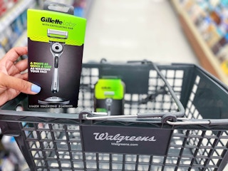 hand holding GilletteLabs razor pack with another GilletteLabs razor pack behind it in the shopping basket