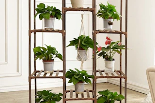 a wooden plant stand