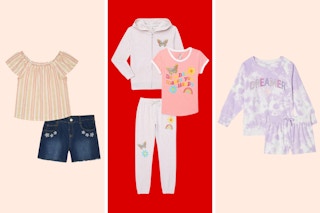 Three sets for kids' including an outfit, jogger set, and pajamas