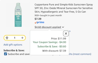 coppertone Amazon receipt