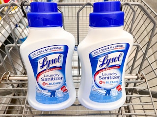 Lysol Laundry Sanitizer in a Walmart cart