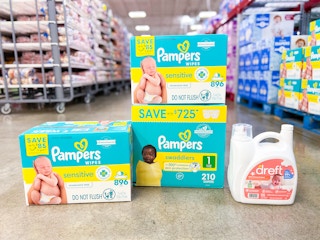 pampers diapers, wipes, and dreft laundry detergent