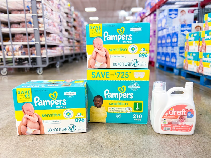 pampers diapers, wipes, and dreft laundry detergent