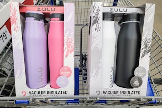 2 packs of water bottles in a cart