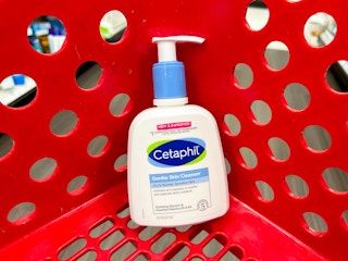 bottle of cetaphil in target cart leaning