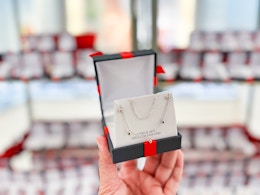 person holding a necklace