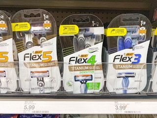 packs of bic razors on store shelf