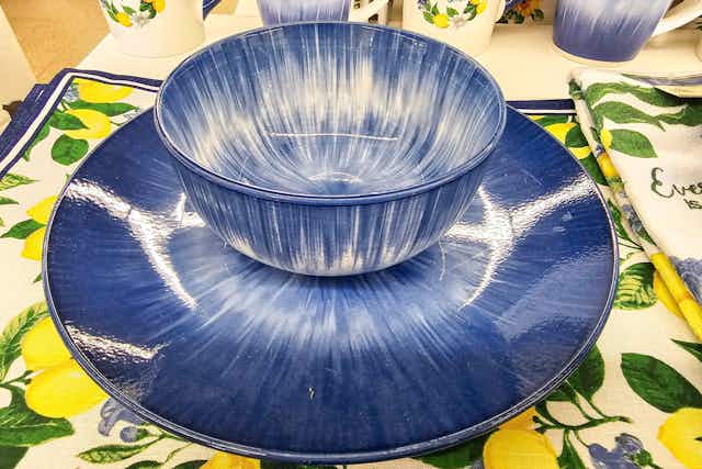 New Blue Burst Dinnerware Collection, Just $1.25 per Piece at Dollar Tree card image
