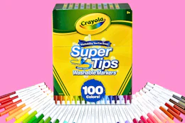 Stock image of the 100-count pack of Crayola Super Tip Markers 