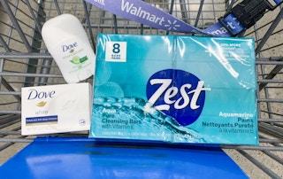 zest 8 pack and dove travel size products in walmart cart