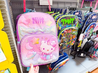 Walmart in-store photo of the Hello Kitty kids' backpack