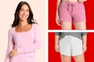 Auden Women's Pajama Clearance: Long Sleeve Top + Shorts