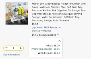 sink caddy Amazon receipt